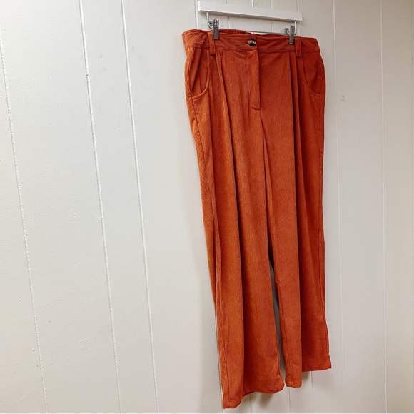 NWOT HALARA High Waisted Ribbed Corduroy Pants SIZE XL Pockets Casual - Picture 4 of 10